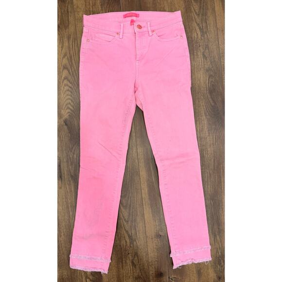 Lilly Pulitzer South Ocean High Rise 29" Crop Skinny Jeans in Pink size 4 - Picture 3 of 9